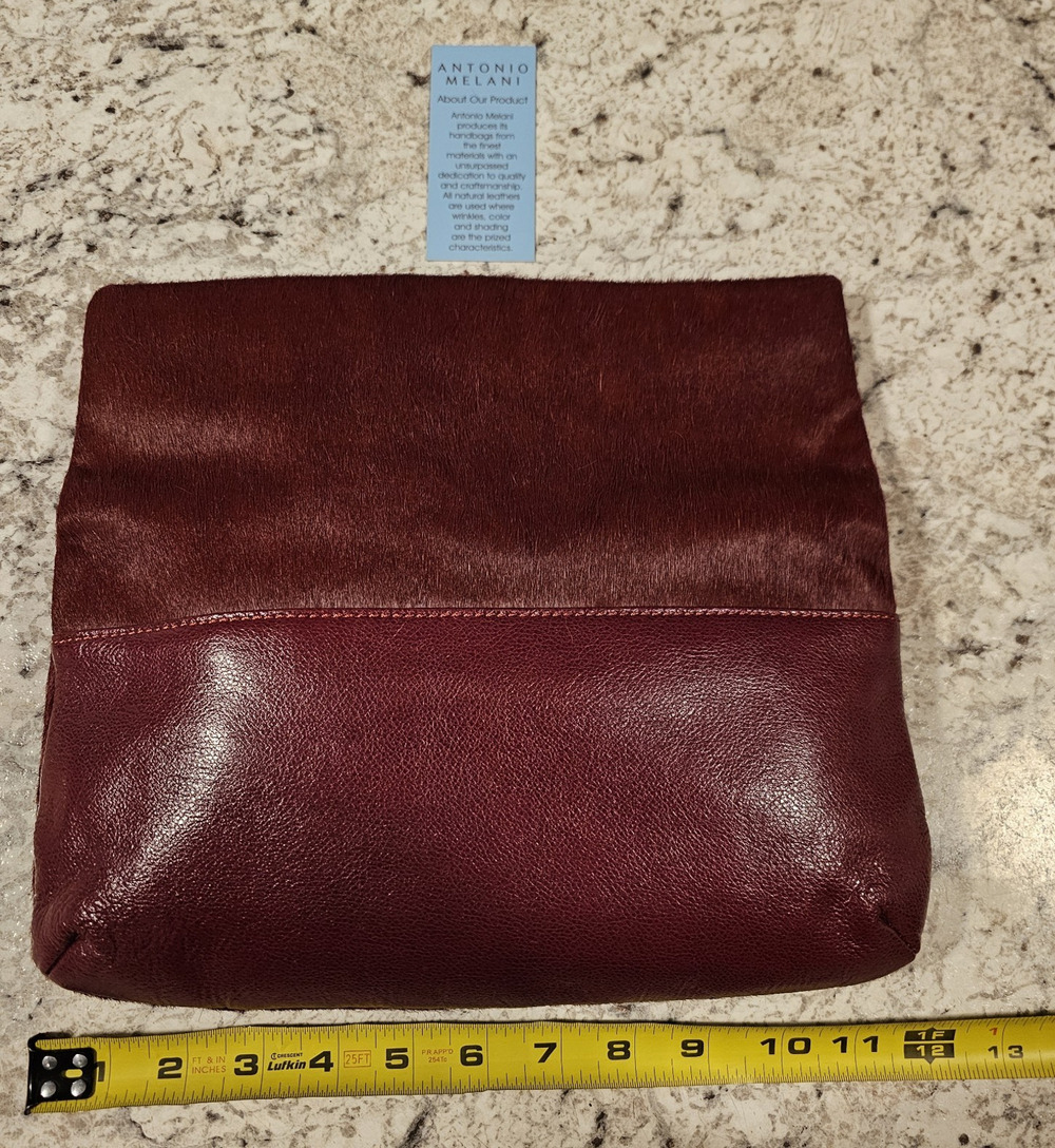 Antonio Melani burgundy calf-hair leather, Clutch, Gold Hardware